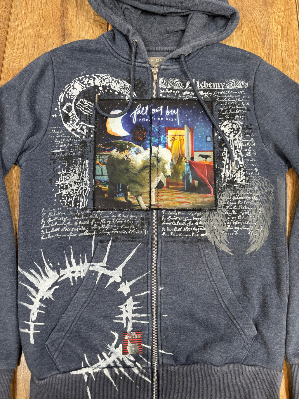 Fall Out Boy upcycled blue alternative zip up jumper
