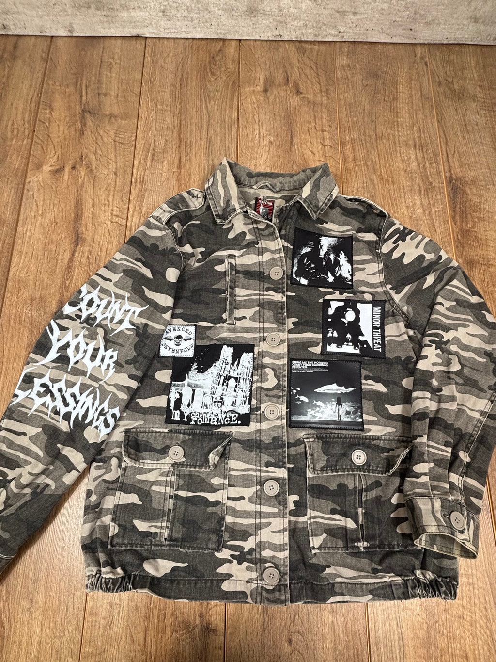 Camo jacket patchwork alternative emo or punk style jacket