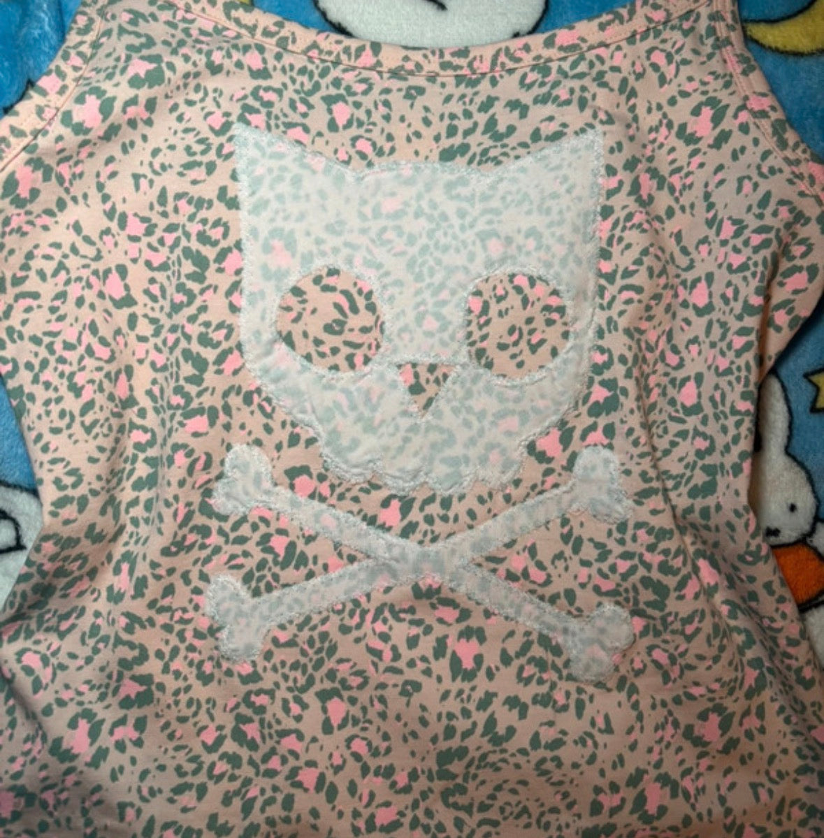 Handmade Cat Skull Lace Tank-Top floral