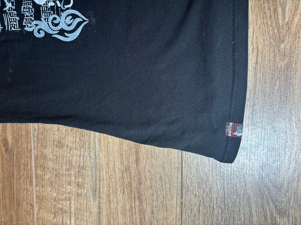 Laced black lady’s tank top with skull print