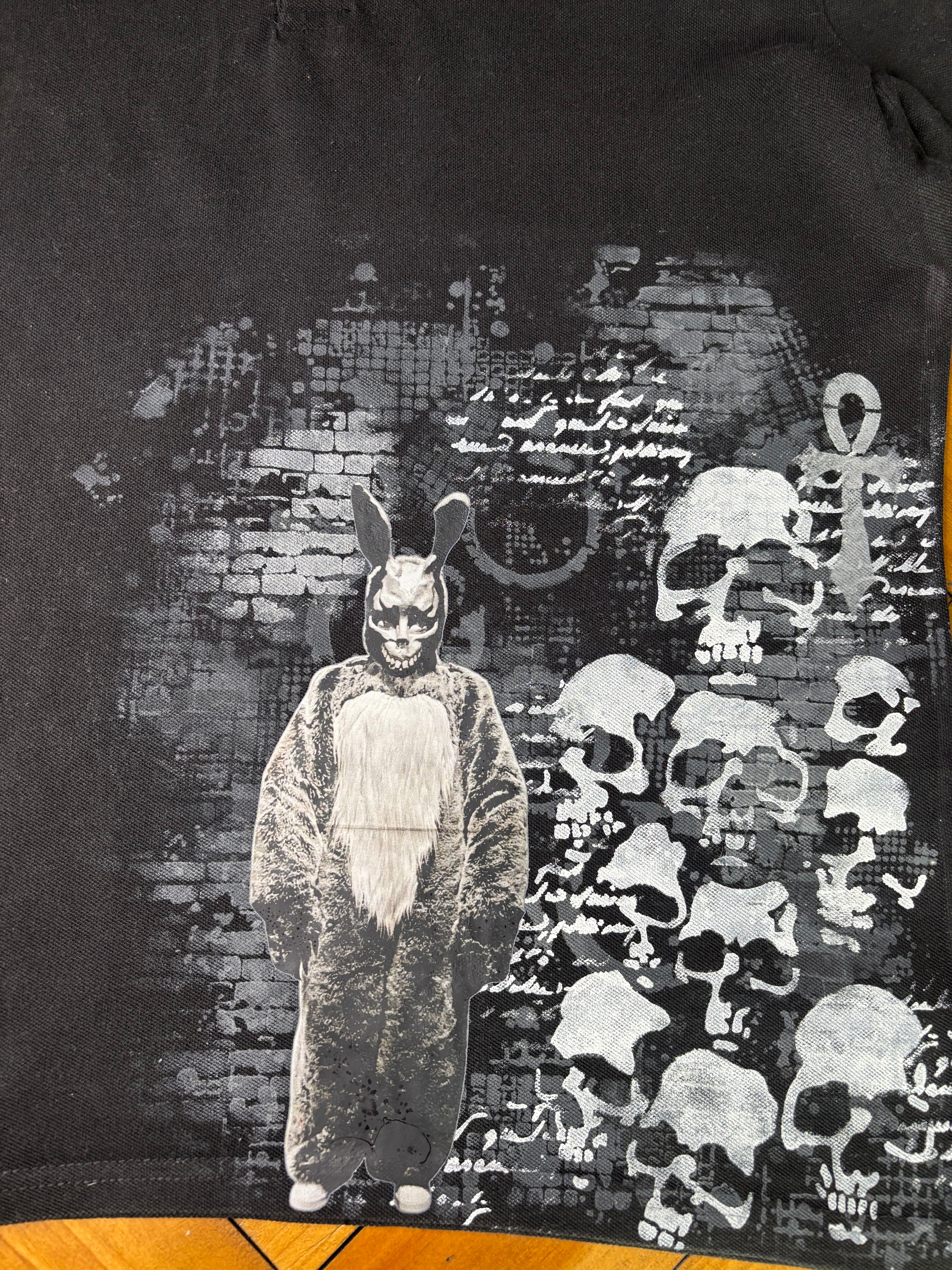 Donnie Darko inspired upcycled alternative black polo