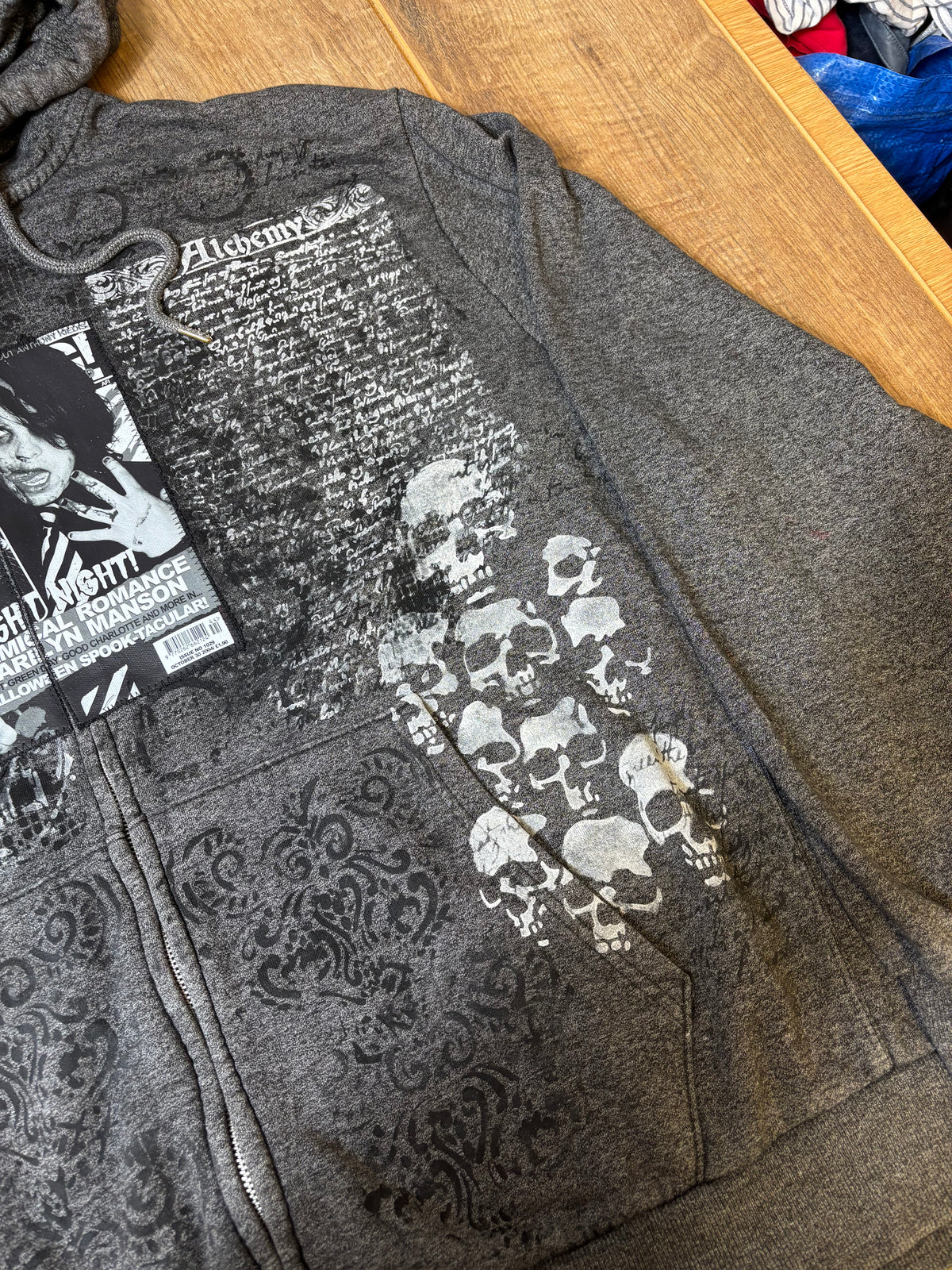 My Chemical Romance Upcycled Gray Zip Up Hoodie