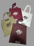 Lino Print Jackalope Tote Bags