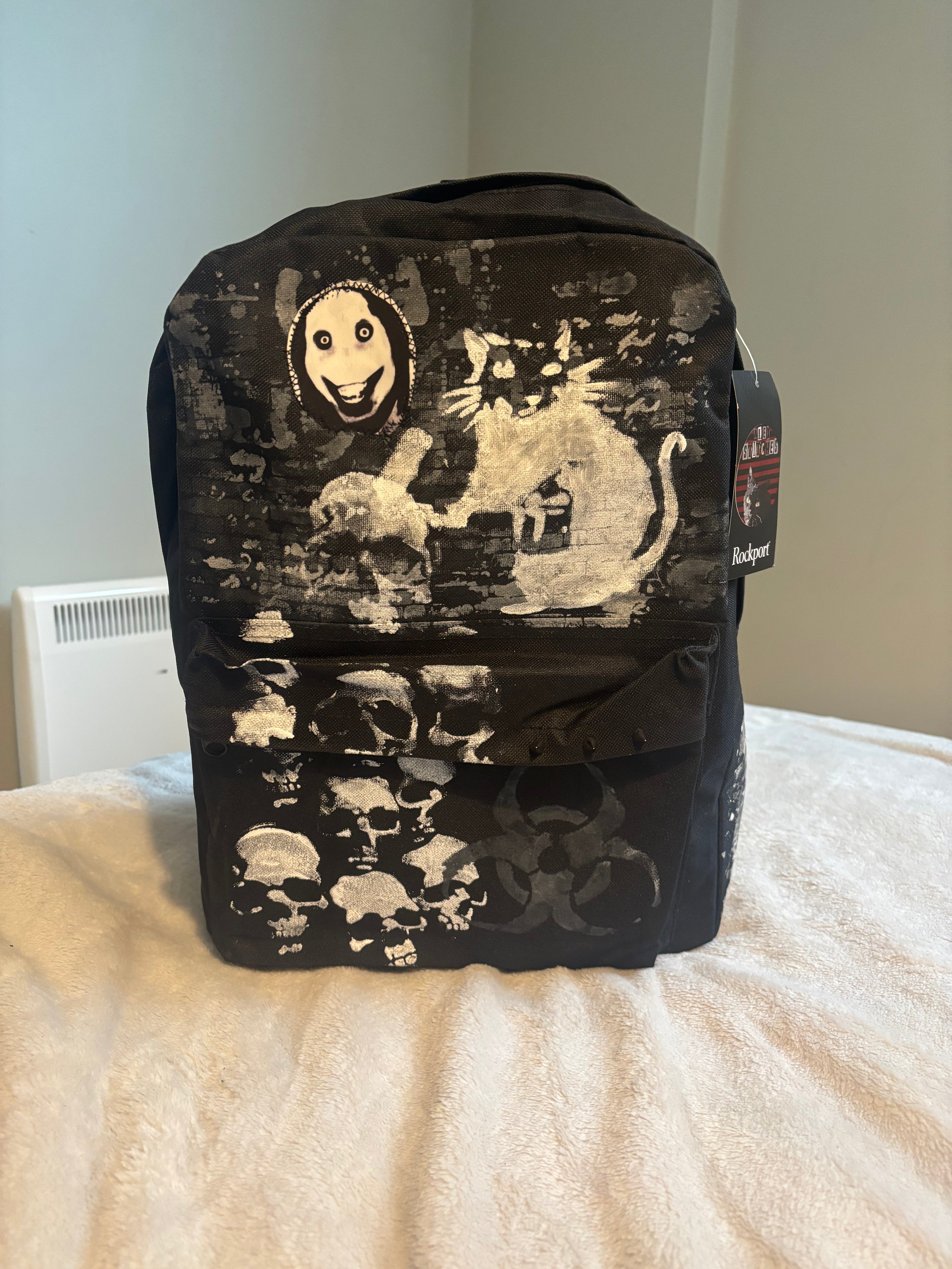 Alternative skull patchwork backpack