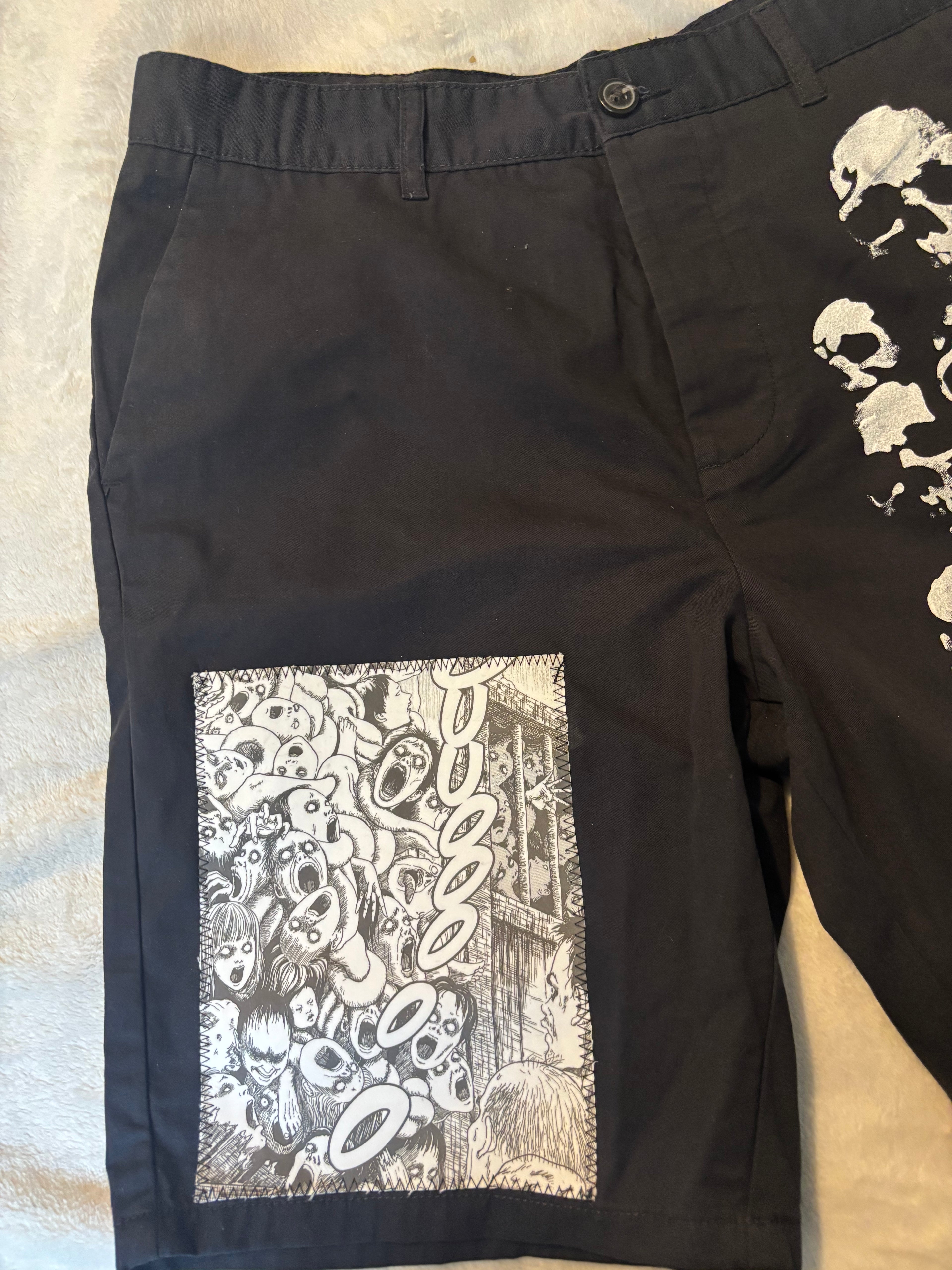 Men’s chino straight alternative skull Junji Ito shorts