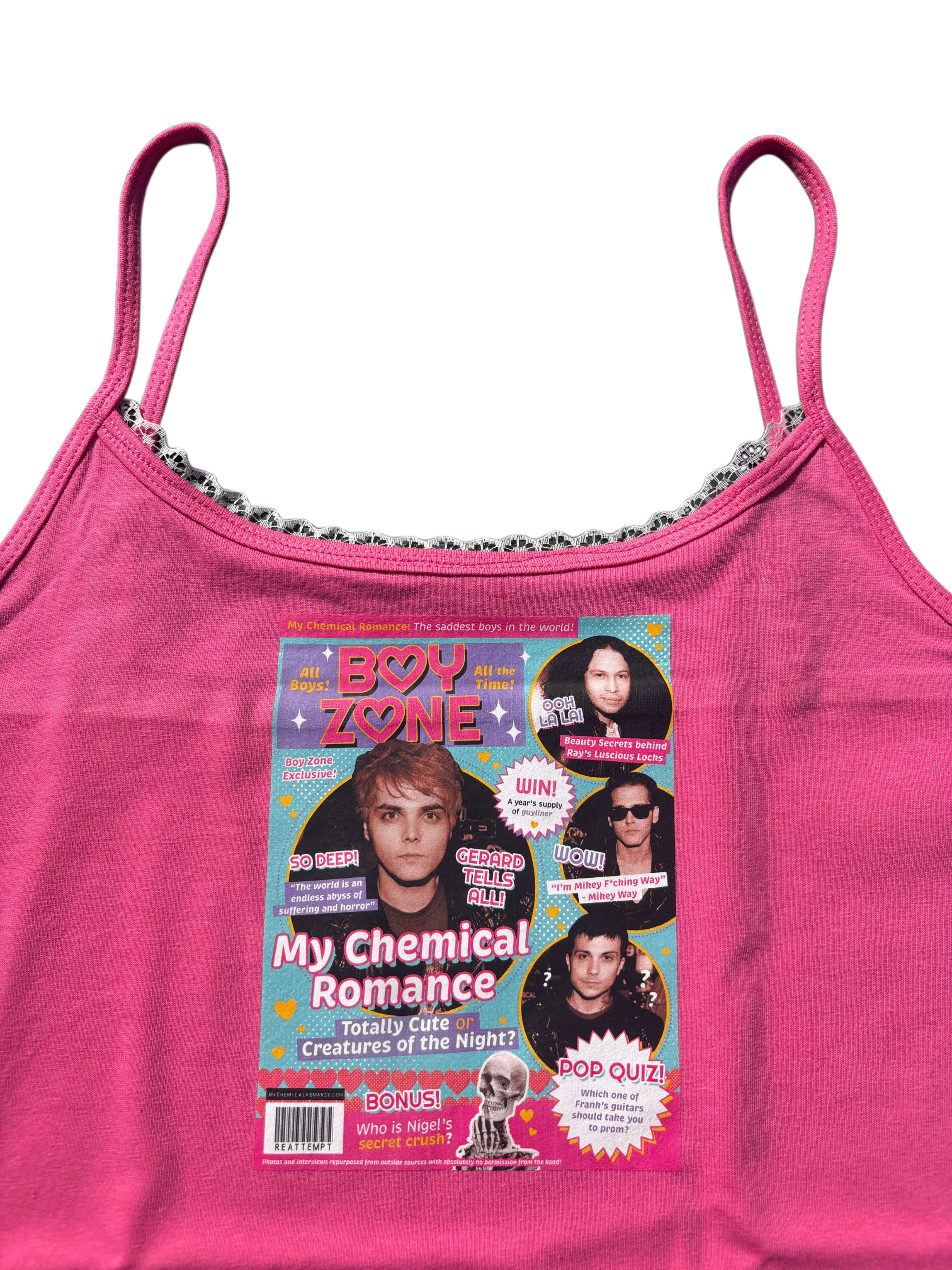 My chemical romance boy zone cami with white lace
