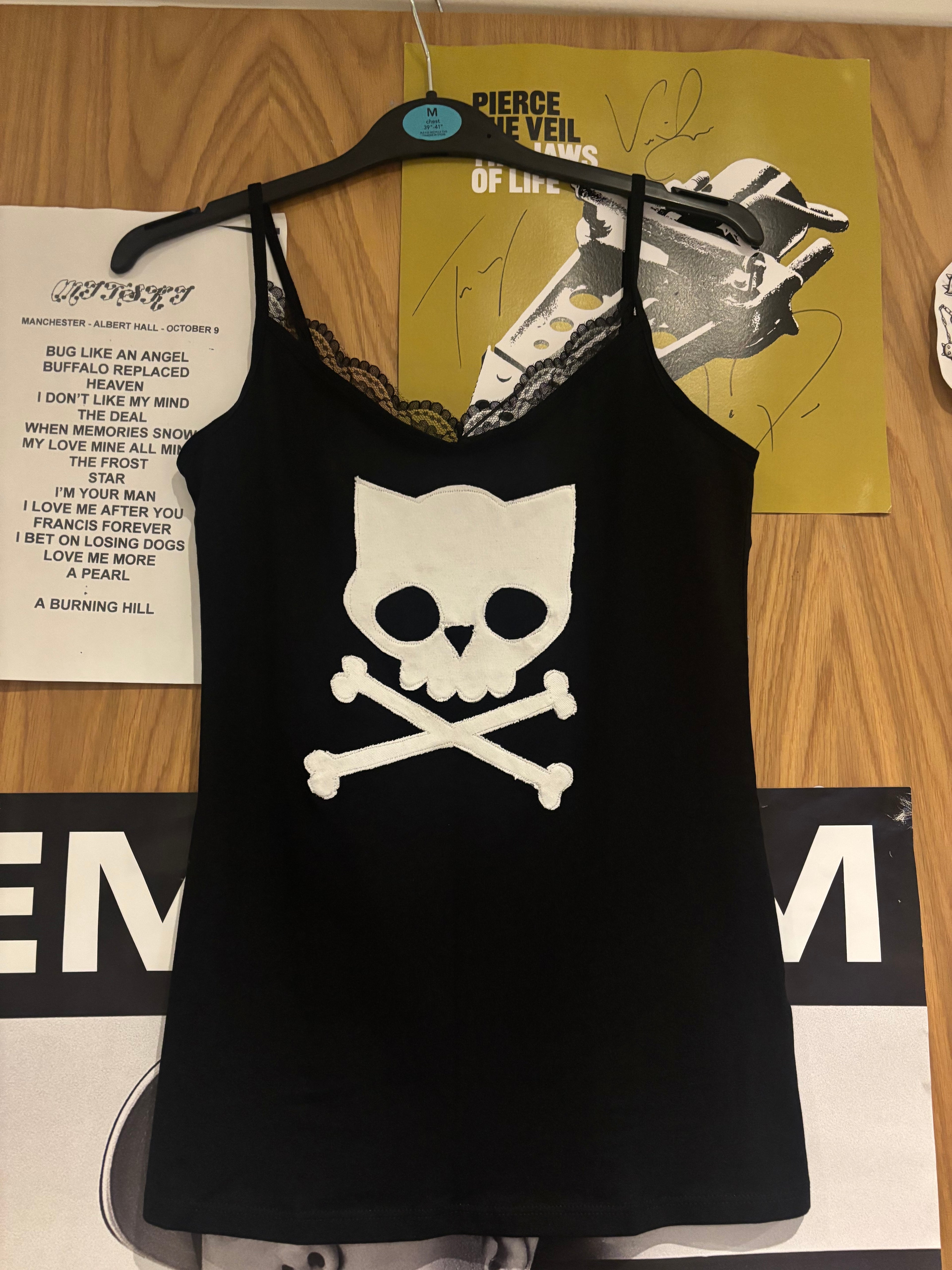 Handmade Cat Skull Lace Tank-Top