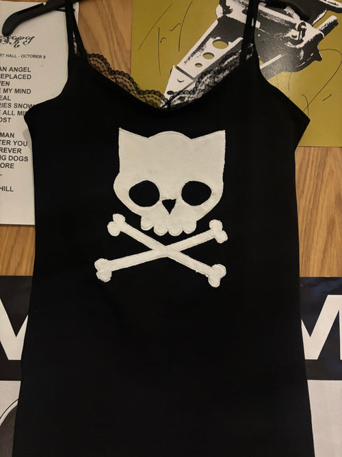 Handmade Cat Skull Lace Tank-Top