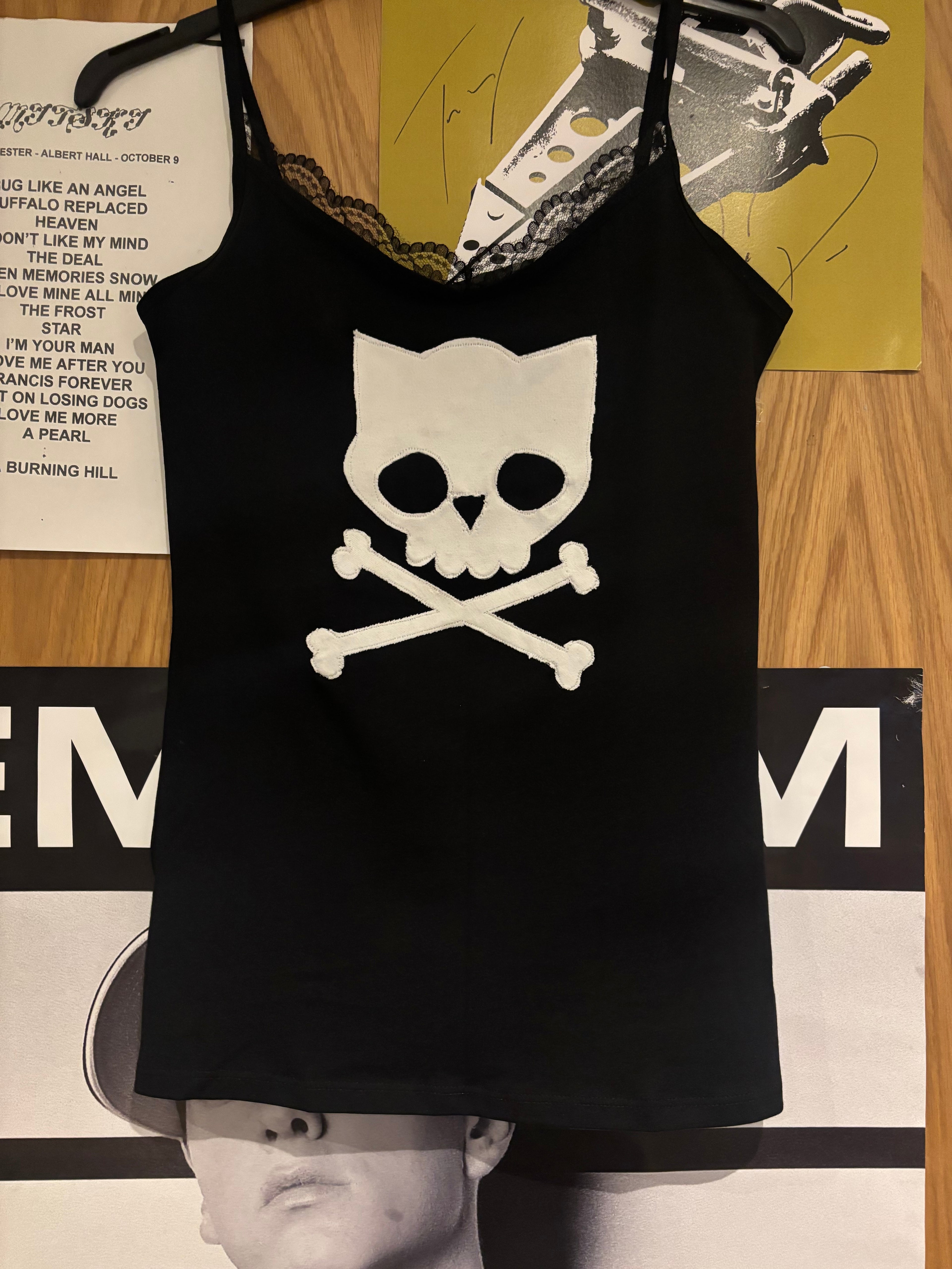Handmade Cat Skull Lace Tank-Top