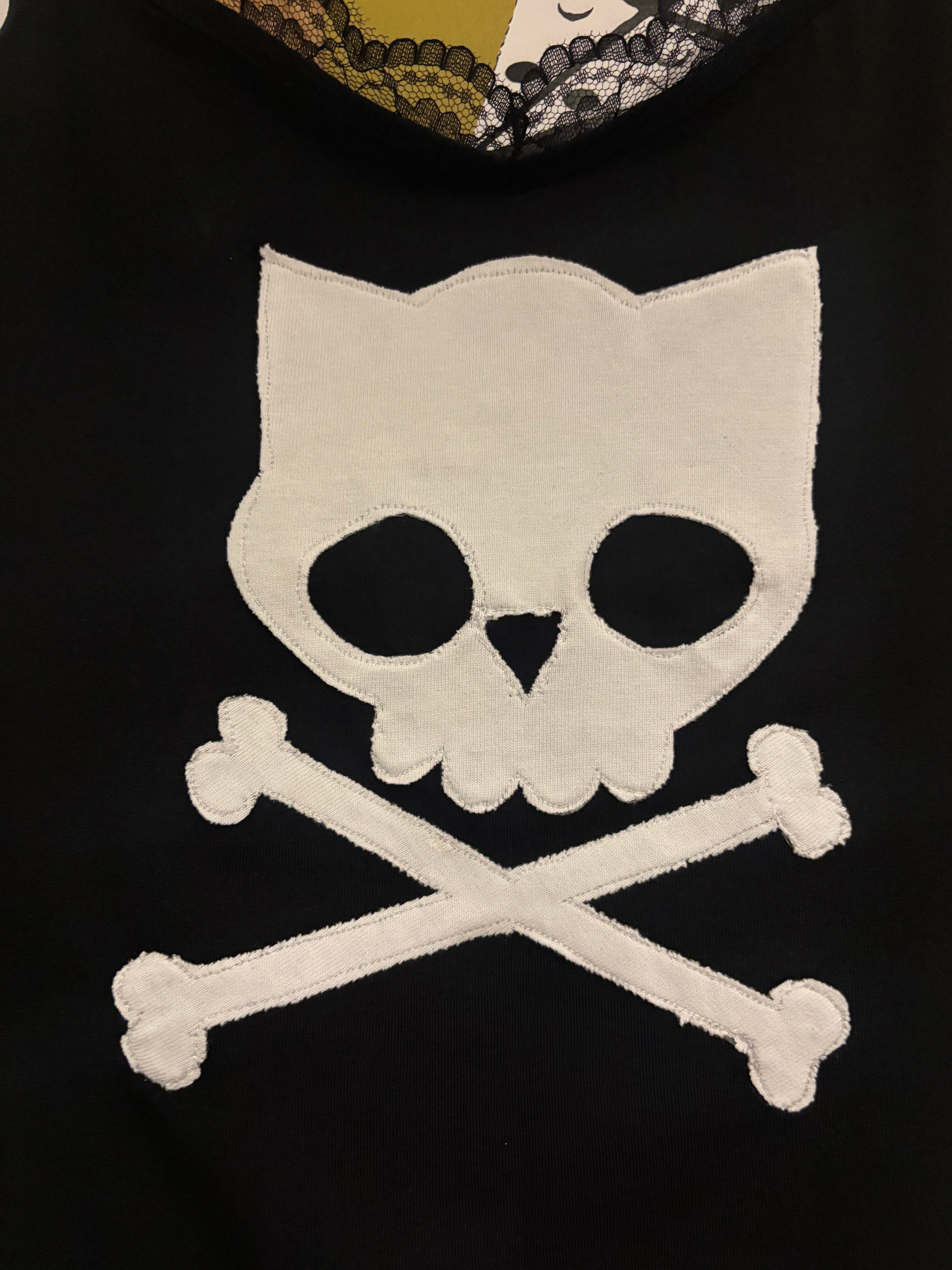 Handmade Cat Skull Lace Tank-Top
